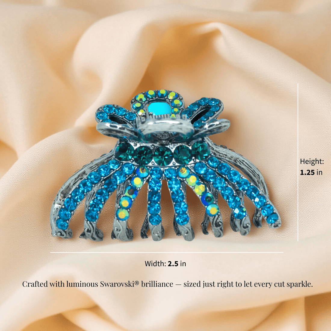 Aurefan Arc Claw | Crystal Fan Jaw Hair Clip | Luxury Crystal Hair Accessory by Haerime
