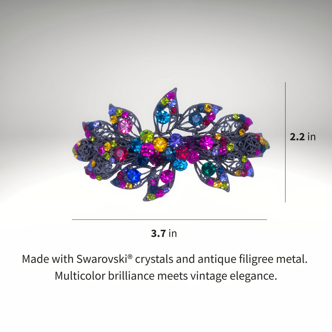 Aurora Filigree | Vintage Crystal Floral Barrette | Luxury Crystal Hair Accessory by Haerime