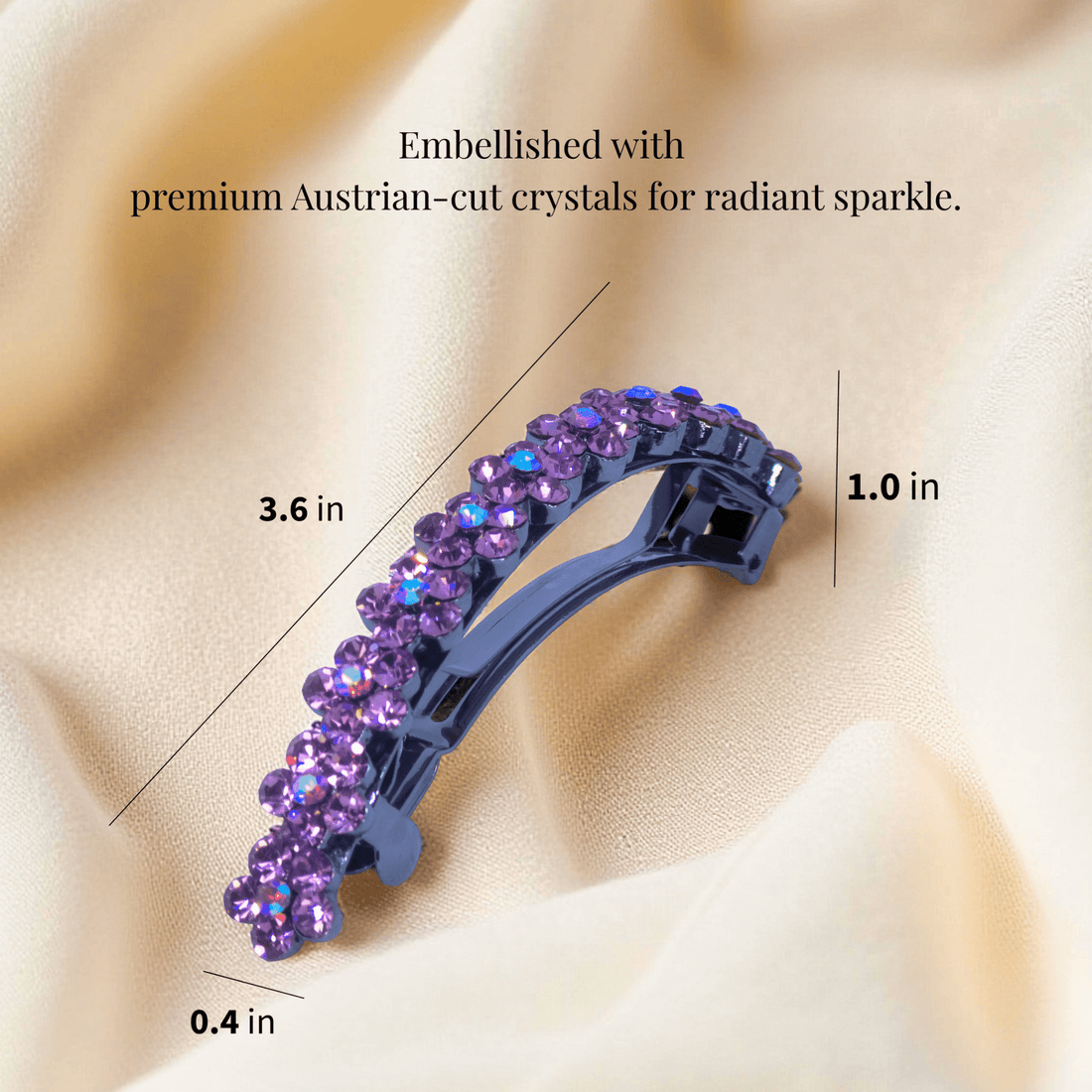 Blosselina Row | Slim Crystal Flower Barrette | Luxury Crystal Hair Accessory by Haerime