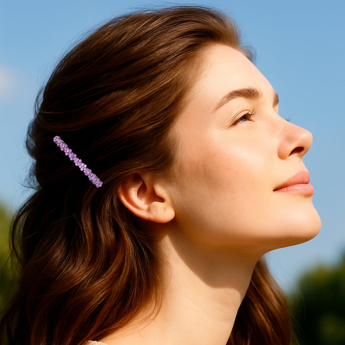 Blosselina Row | Slim Crystal Flower Barrette | Luxury Crystal Hair Accessory by Haerime