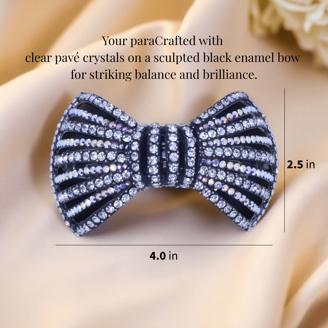 Celestial Ribbons | Sculptural Crystal Bow Barrette | Luxury Crystal Hair Accessory by Haerime
