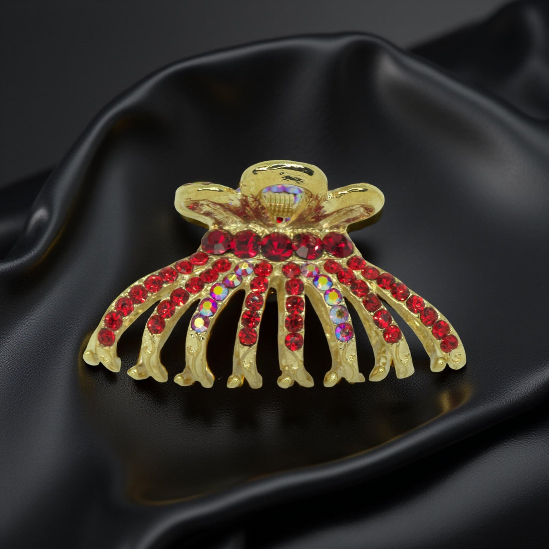 Red color option of Haerime Aurefan Arc Claw – romantic statement accessory