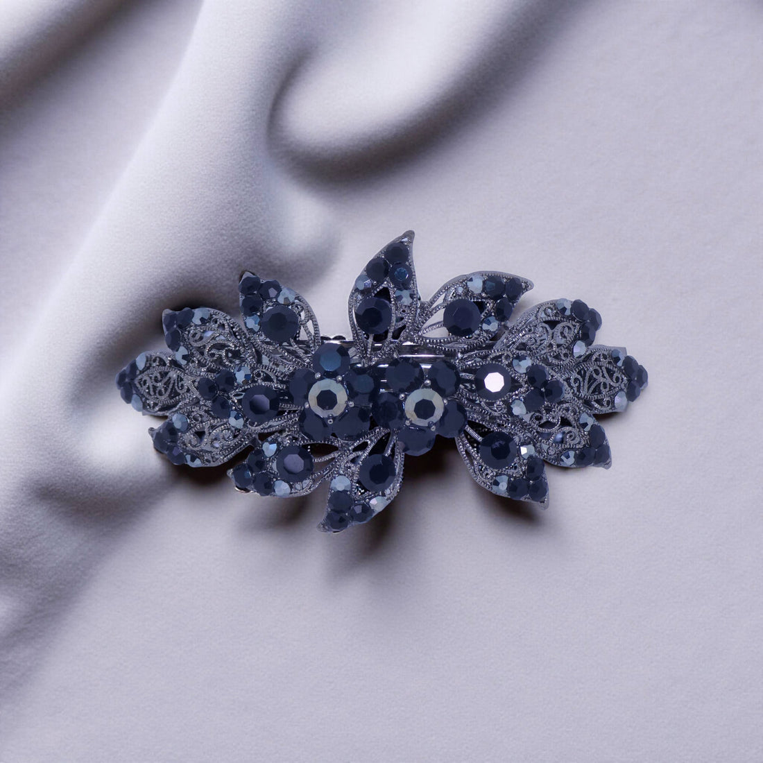 : Black version of Haerime Aurora Filigree Barrette – cosmic sparkle meets vintage elegance