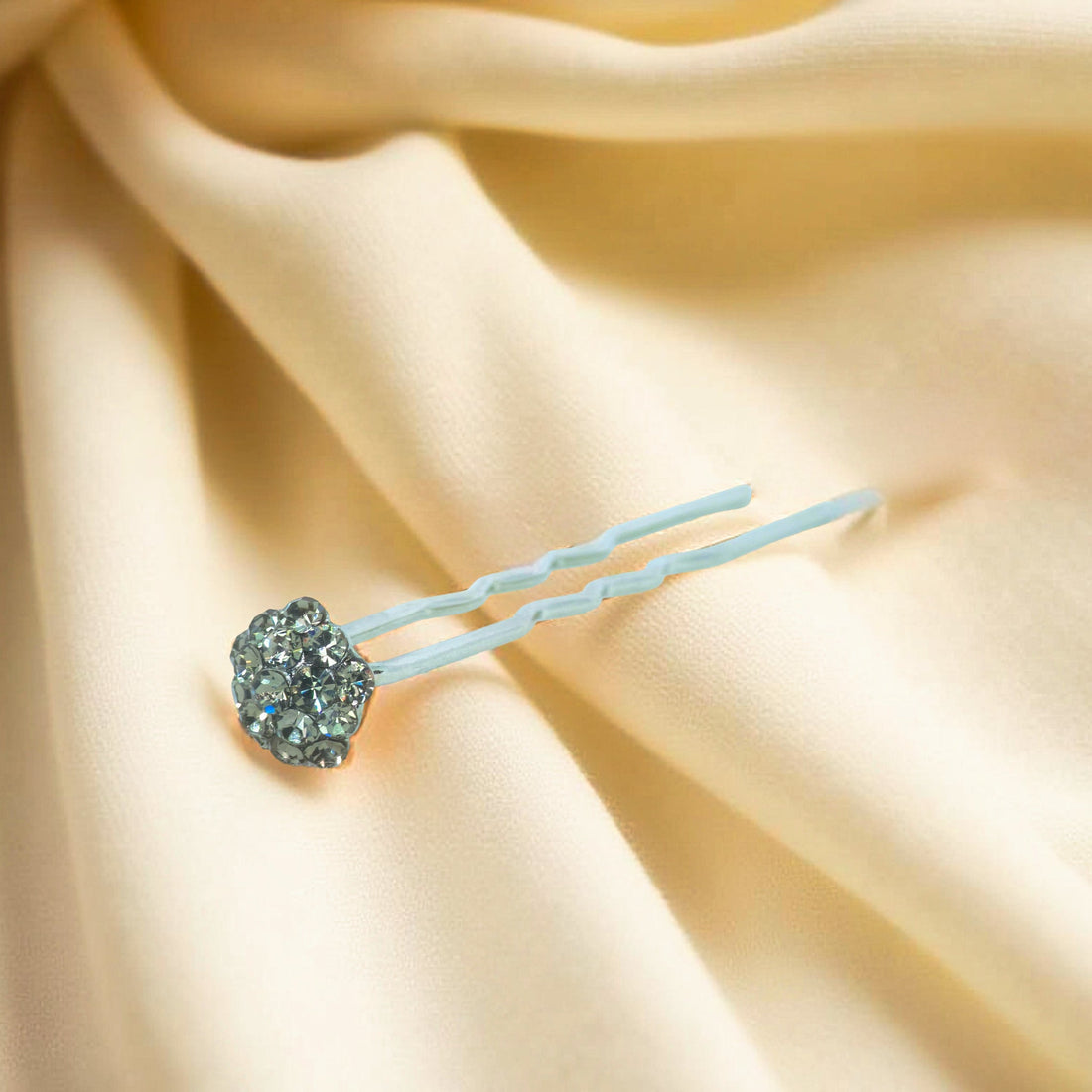 Black version of Haerime Celestique Pin – hand-set crystal cluster hair stick