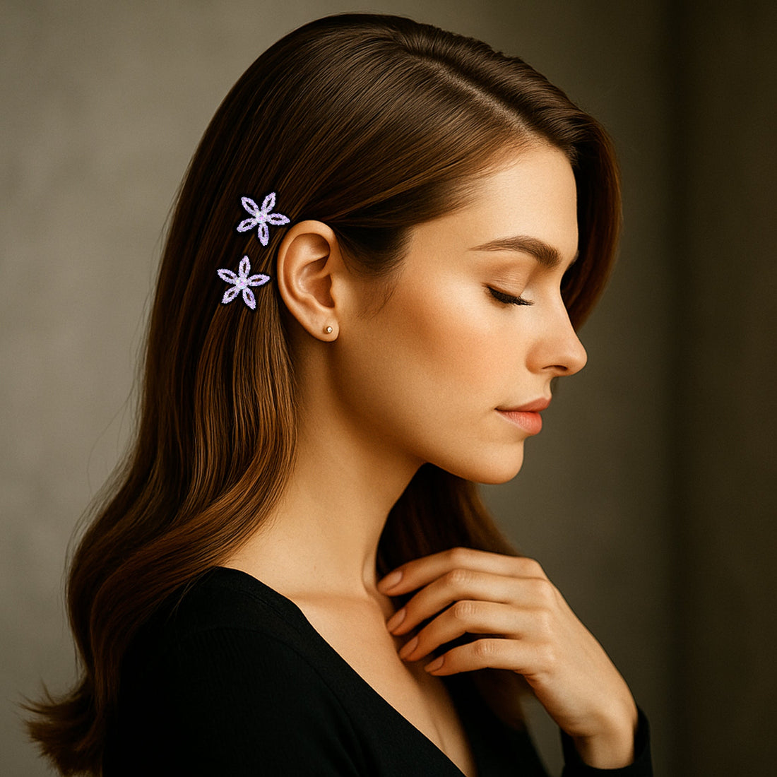 LilyGleam Clip | Magnetic Crystal Flower Hair Clip | Luxury Crystal Hair Accessory by Haerime