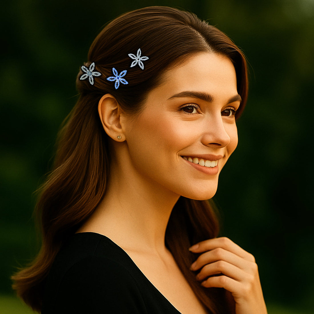 LilyGleam Clip | Magnetic Crystal Flower Hair Clip | Luxury Crystal Hair Accessory by Haerime