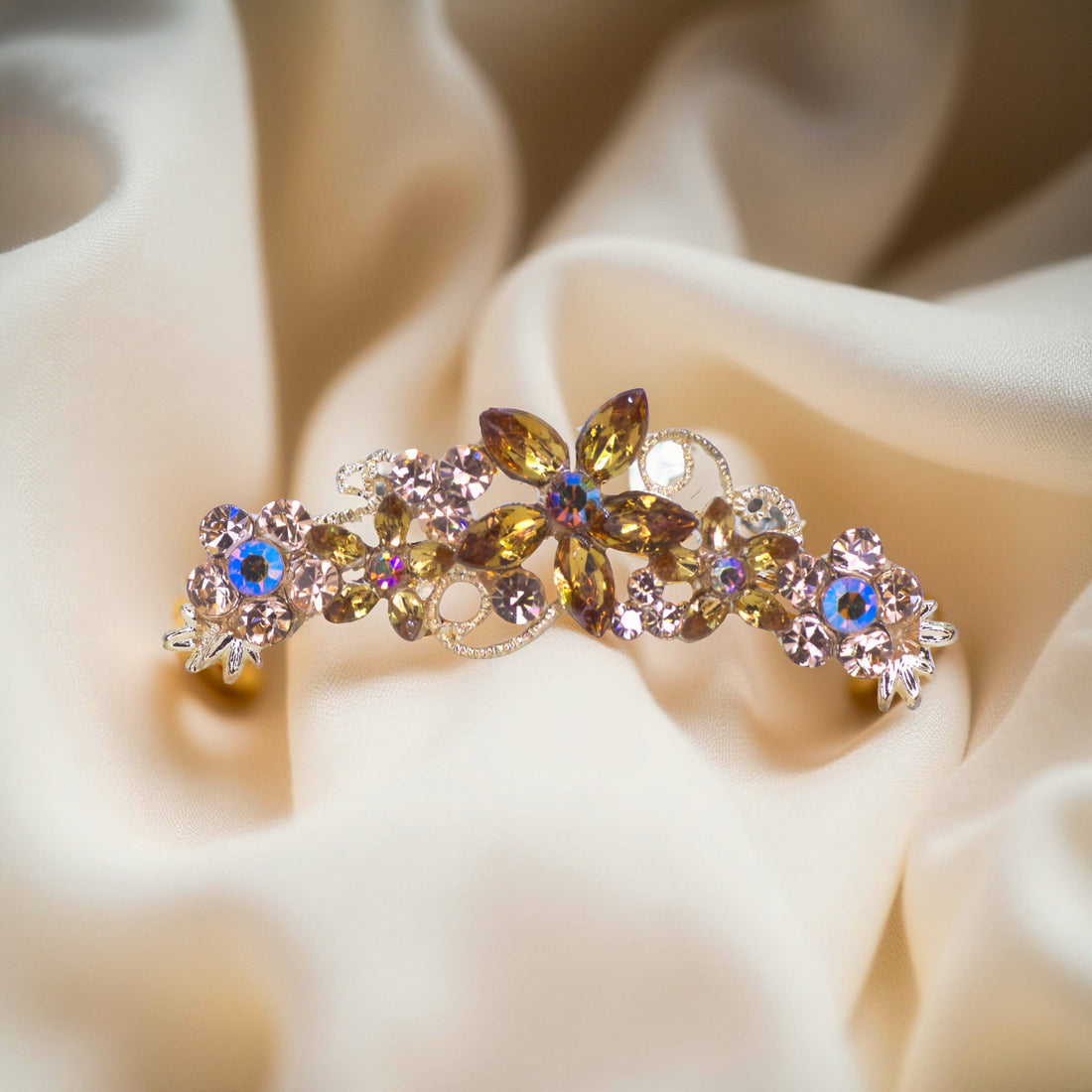 Lunaria Vine Comb | Crystal Floral Scroll Hair Comb | Luxury Crystal Hair Accessory by Haerime