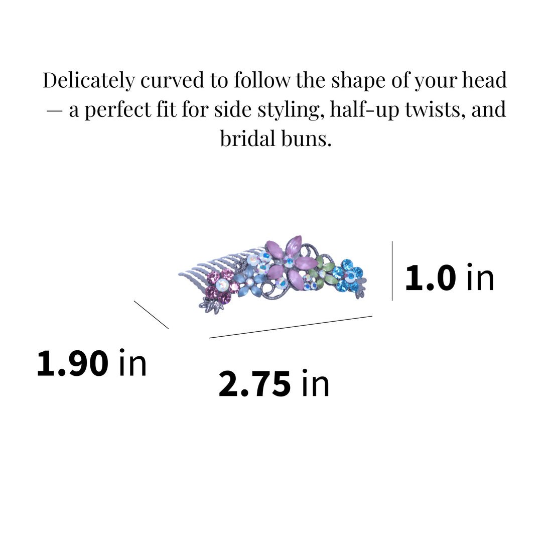Lunaria Vine Comb | Crystal Floral Scroll Hair Comb | Luxury Crystal Hair Accessory by Haerime
