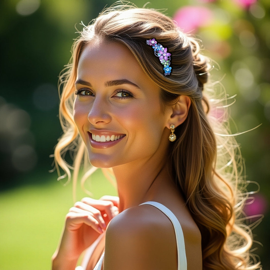 Lunaria Vine Comb | Crystal Floral Scroll Hair Comb | Luxury Crystal Hair Accessory by Haerime