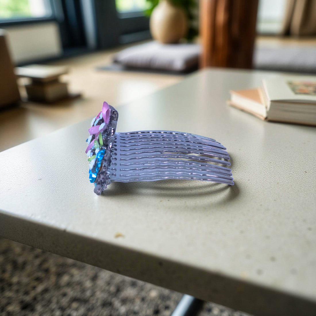 Lunaria Vine Comb | Crystal Floral Scroll Hair Comb | Luxury Crystal Hair Accessory by Haerime