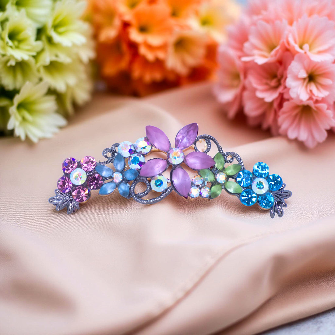 Lunaria Vine Comb | Crystal Floral Scroll Hair Comb | Luxury Crystal Hair Accessory by Haerime