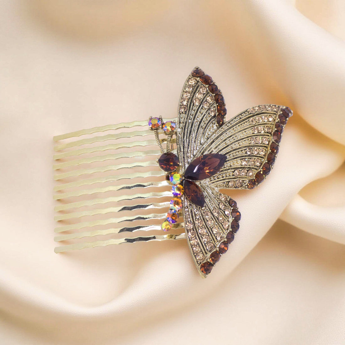 Papillora Twin Comb Set | Butterfly Crystal Hair Comb Pair | Luxury Crystal Hair Accessory by Haerime
