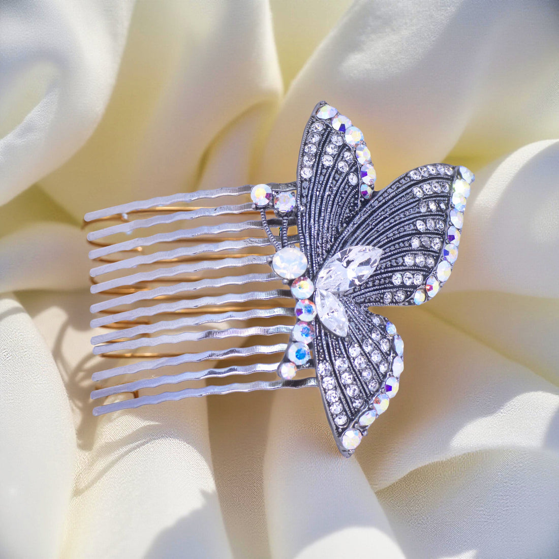 Papillora Twin Comb Set | Butterfly Crystal Hair Comb Pair | Luxury Crystal Hair Accessory by Haerime