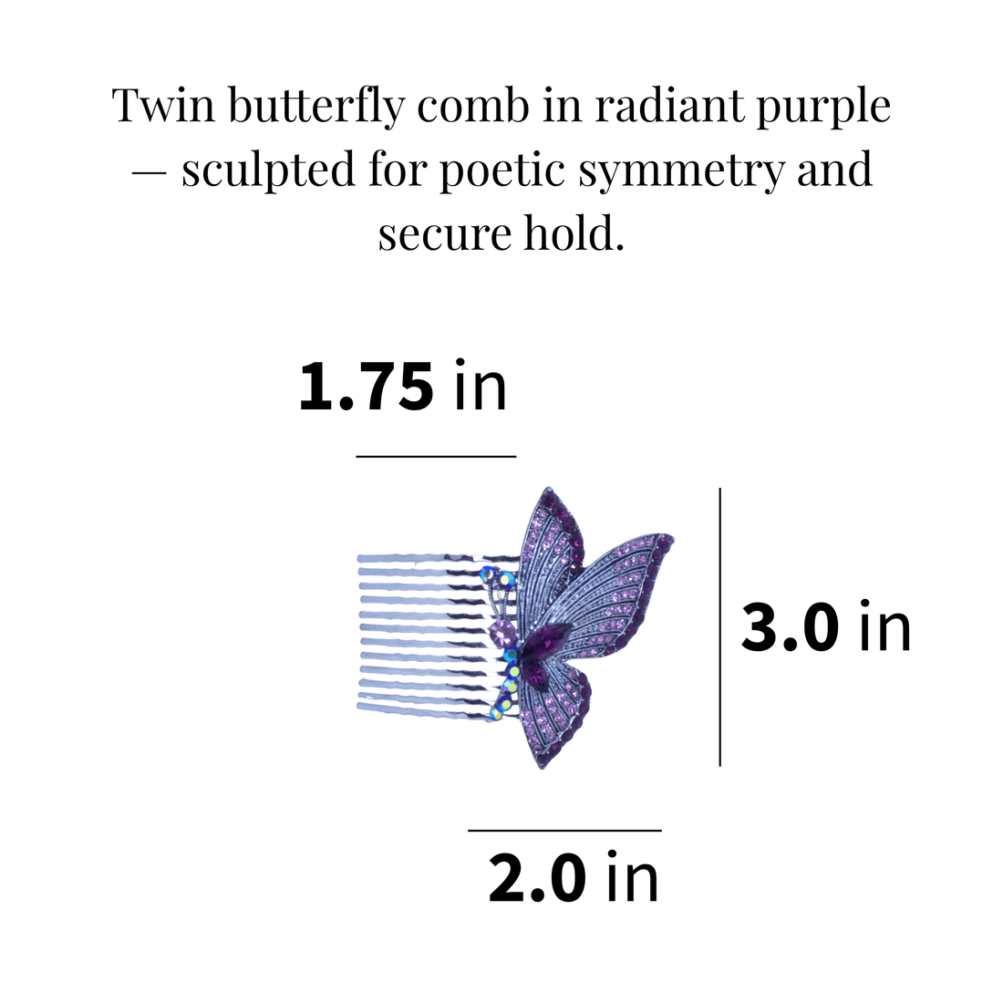 Papillora Twin Comb Set | Butterfly Crystal Hair Comb Pair | Luxury Crystal Hair Accessory by Haerime