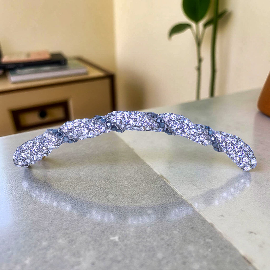 Seraphine Twist Comb | Sculpted Crystal Ribbon Hair Comb | Luxury Crystal Hair Accessory by Haerime