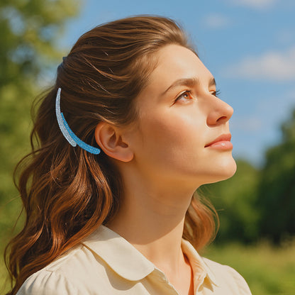 Aurelya Dual Arc hair accessory, shown in hair.