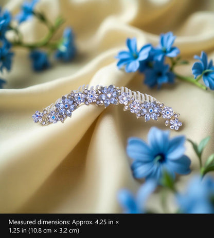 Celestara Crown — Hair Comb with measured dimensions marked: Approx. 4.25 in × 1.25 in (10.8 cm × 3.2 cm)