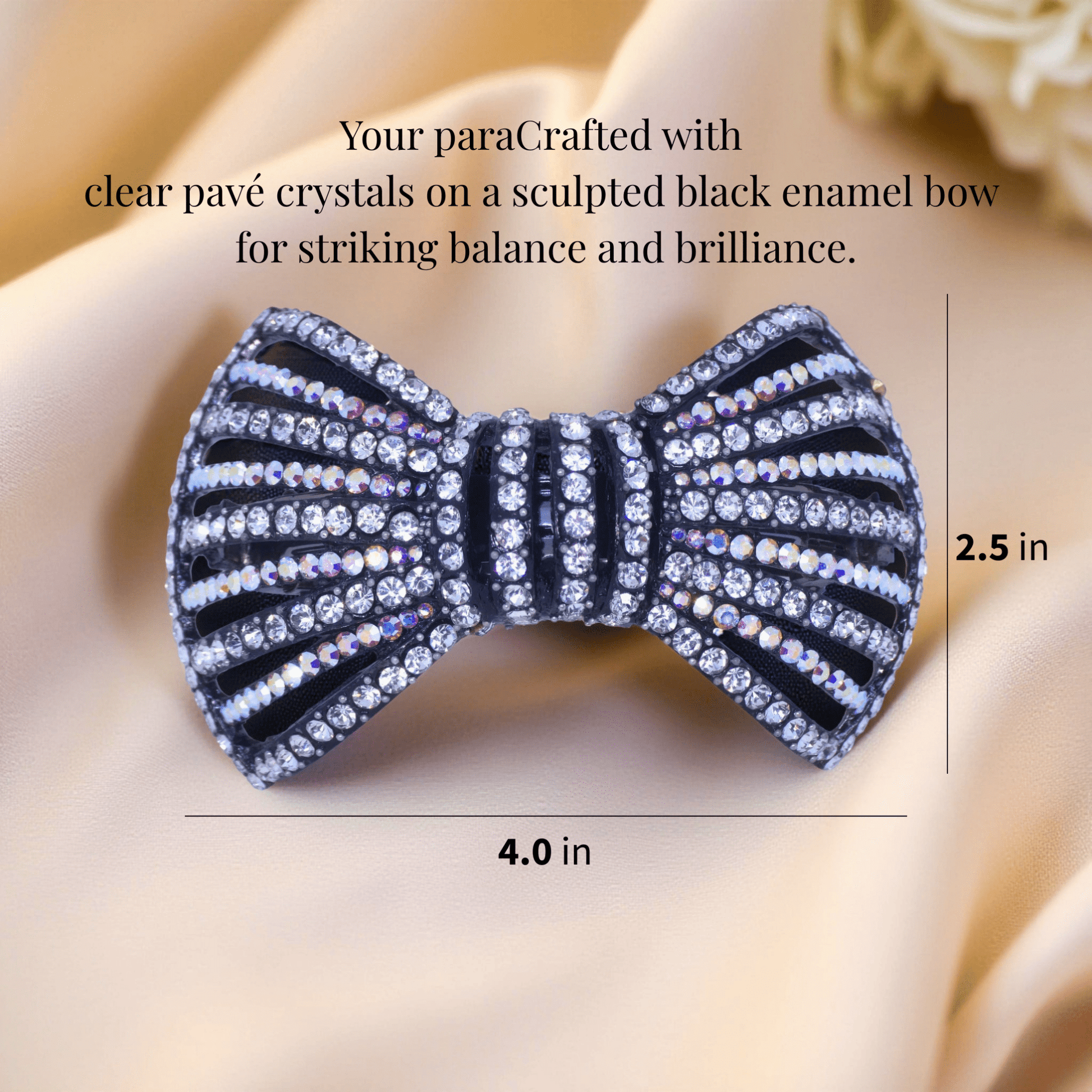 Celestial Ribbons | Sculptural Crystal Bow Barrette | Luxury Crystal Hair Accessory by Haerime