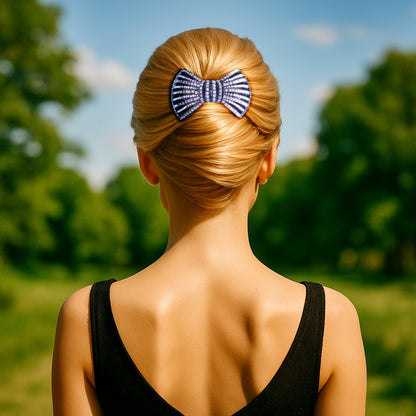Celestial Ribbons barrette, shown in hair.