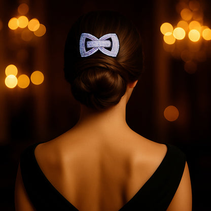 Ecliptique Bow barrette, shown in hair.