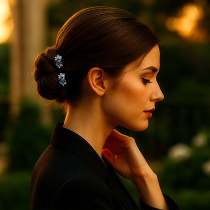 Florelle hair accessory, shown in hair.