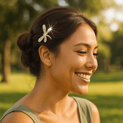 Aeris Wing hair accessory, shown in hair.