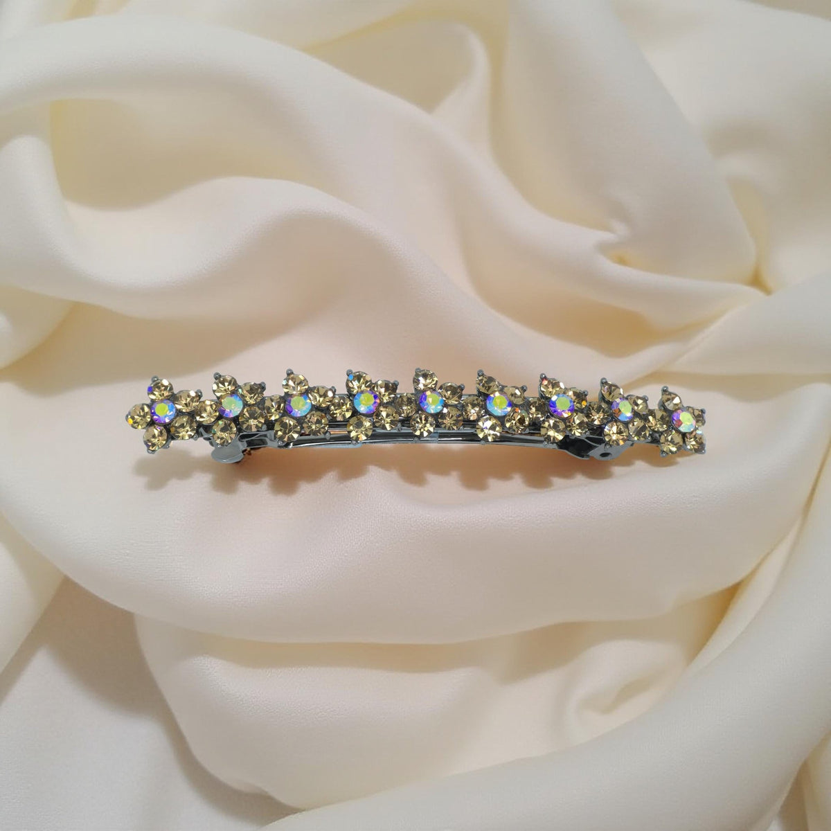 Floracurve Arc hair accessory, Amber color option, product view.