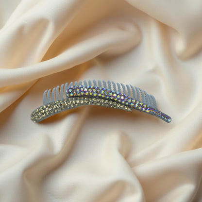 Aurelya Dual Arc hair accessory, Smokey Gold color option, side view.