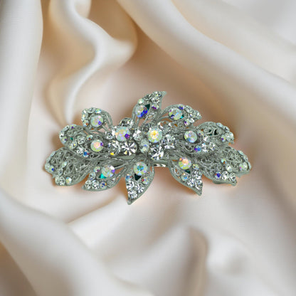 Aurora Filigree barrette, Clear color option, product view.