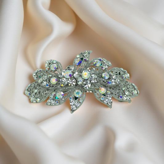 Aurora Filigree barrette, Clear color option, product view.