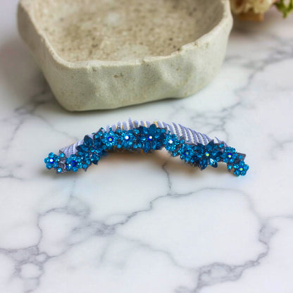 Blue Zircon version of Haerime Celestara Crown Comb – luminous scrollwork and blossoms