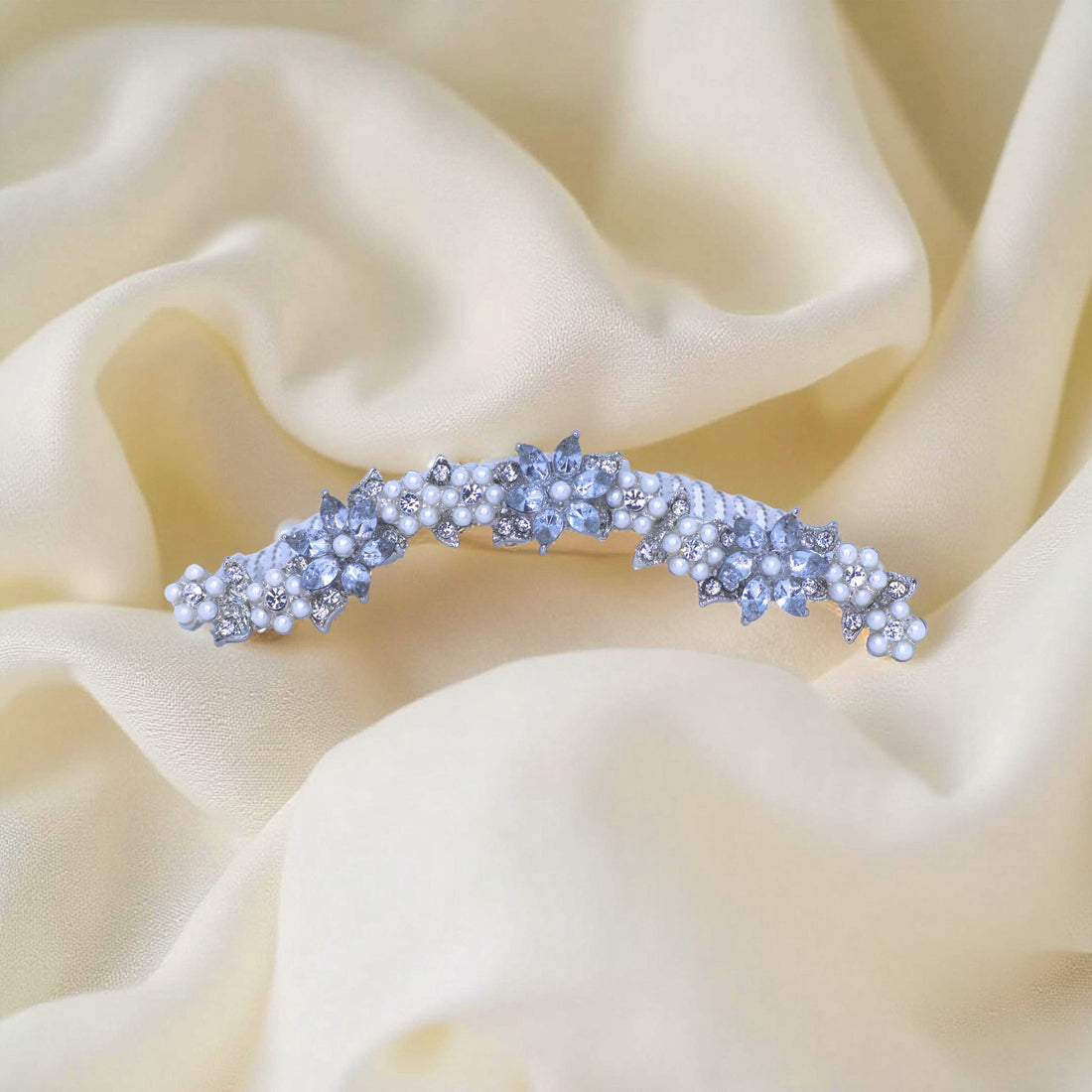 Pearl version of Haerime Celestara Crown Comb – luminous scrollwork and blossoms