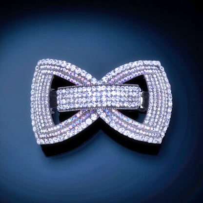 Ecliptique Bow barrette, Clear color option, product view.