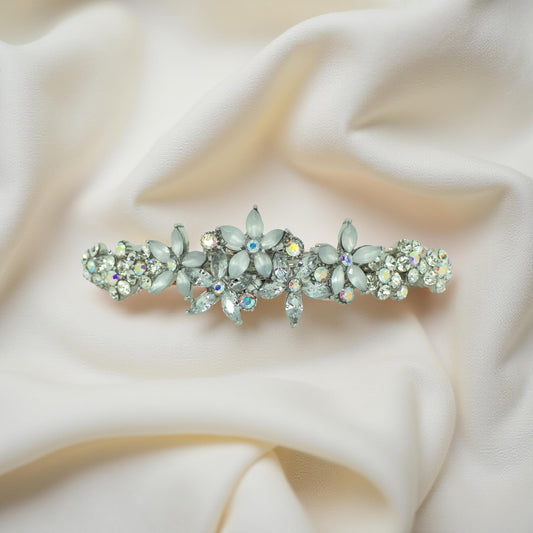 FleurVerre Cascade barrette, Clear color option, product view.