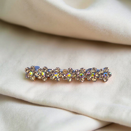 FloraDot Row hair accessory, Amber color option, product view.