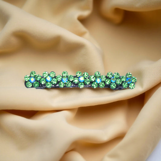 FloraDot Row hair accessory, Peridot color option, product view.