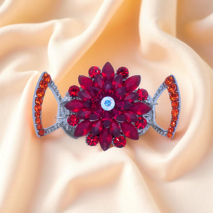Floréa Blossom jaw clip, Red color option, product view.