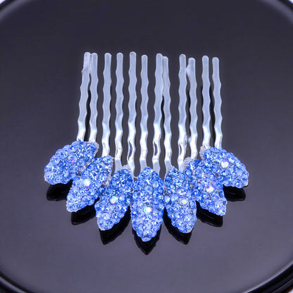 Gleamleaf Crown hair comb, Aquamarine color option, product view.
