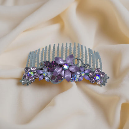 Lunaria Vine hair comb, Purple color option, product view.