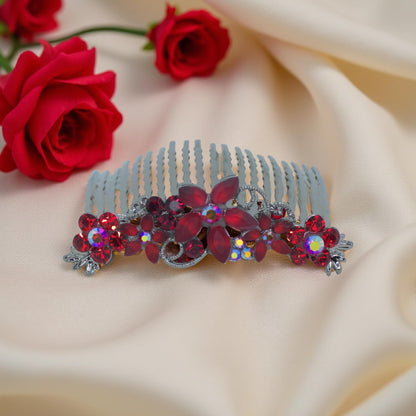 Lunaria Vine hair comb, Red color option, product view.