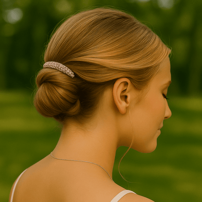 Lunoria Arch hair accessory, shown in hair.