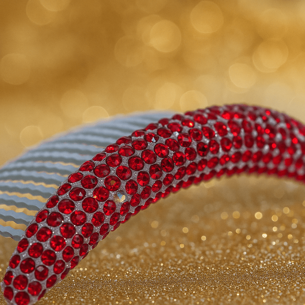Haerime Lunoria Arch Comb in Red – macro of jewel-toned arc and inner teeth placement for secure grip