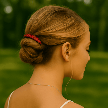 Lunoria Arch hair accessory, shown in hair.