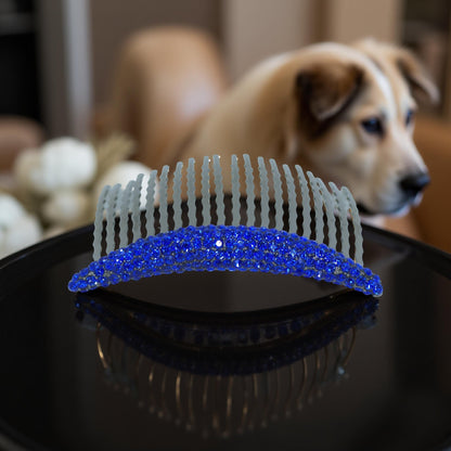 Lunoria Arch hair accessory, Sapphire color option, product view.