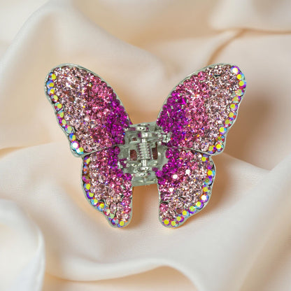 Mini Butterfly jaw clip, Pink color option, product view.