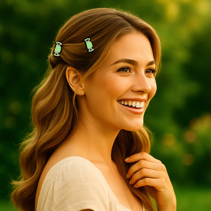 LumiClasp Mini jaw clip, shown in hair.