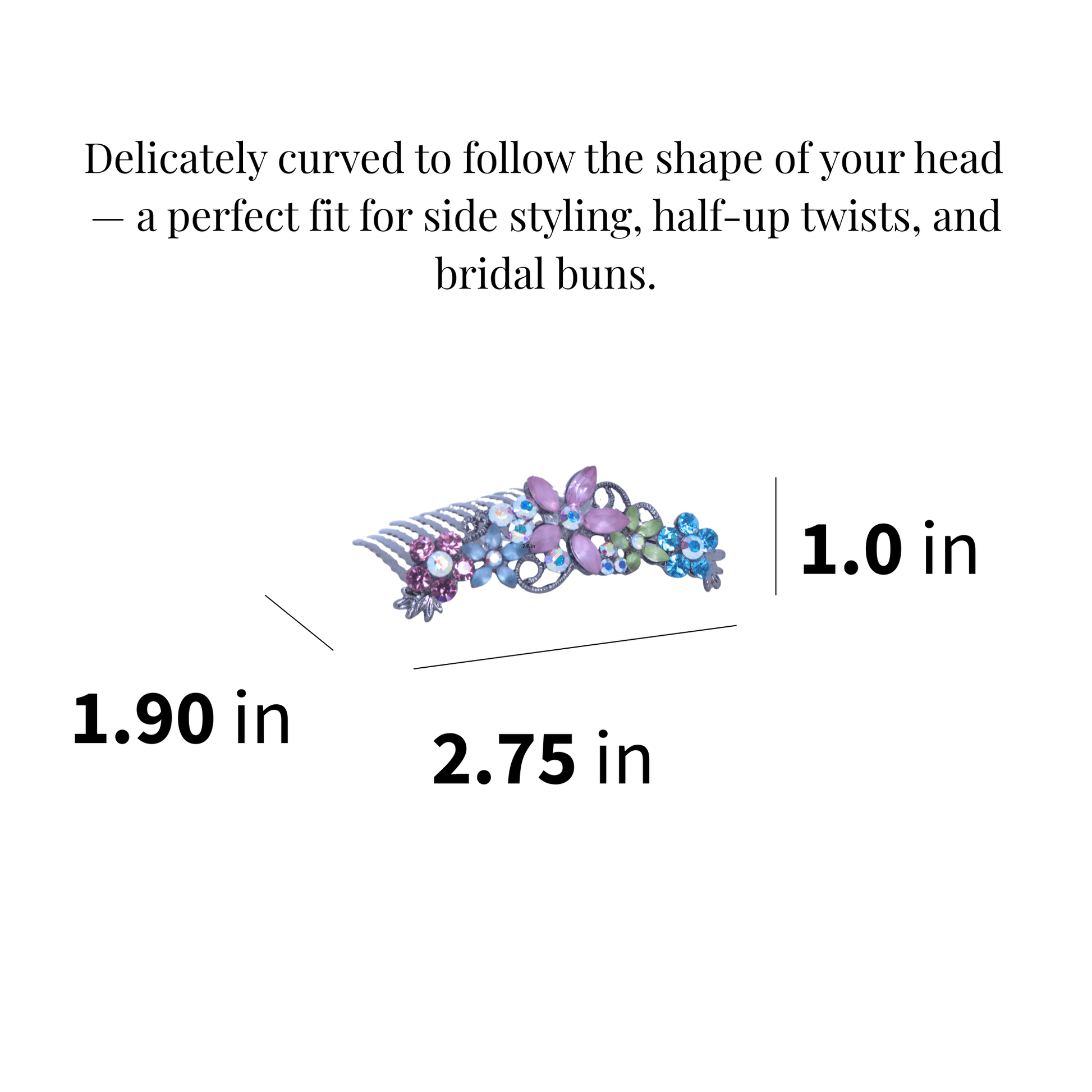 Lunaria Vine Comb | Crystal Floral Scroll Hair Comb | Luxury Crystal Hair Accessory by Haerime