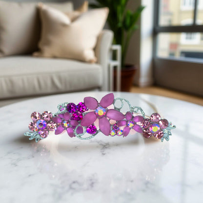 Lunaria Vine hair comb, Pink color option, product view.
