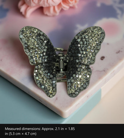Mini Butterfly — Jaw Clip with measured dimensions marked: Approx. 2.1 in × 1.85 in (5.3 cm × 4.7 cm)