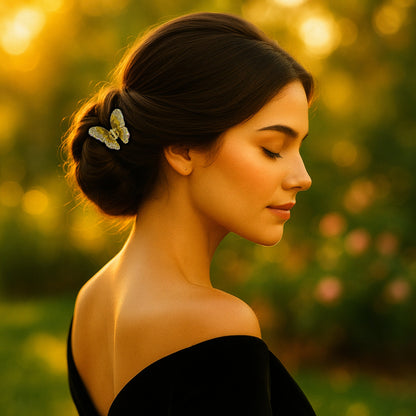 Mini Butterfly jaw clip, shown in hair.